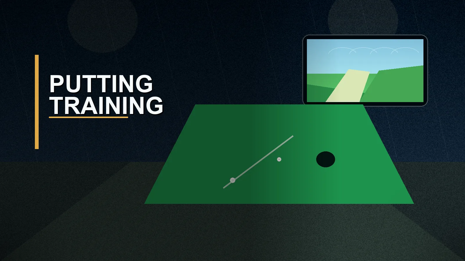 Indoor putting green in a golf simulator room